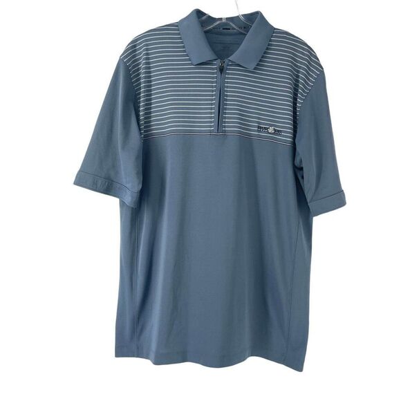 Cutter & Buck Golf Polo Quarter Zip Blue Short Sleeve Five Oaks Mens Size Large - Picture 1 of 9